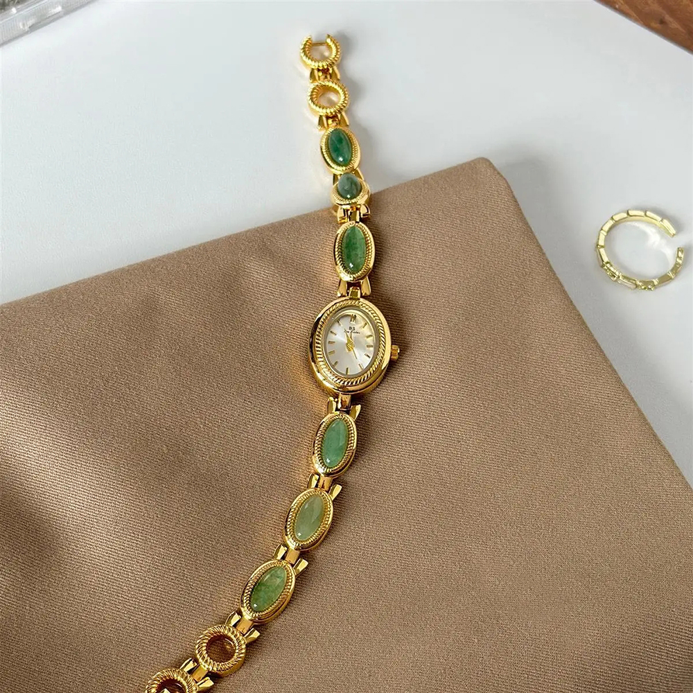 Luxury Watch Ladies - Women's Gold Watch Vintage Brown Jade