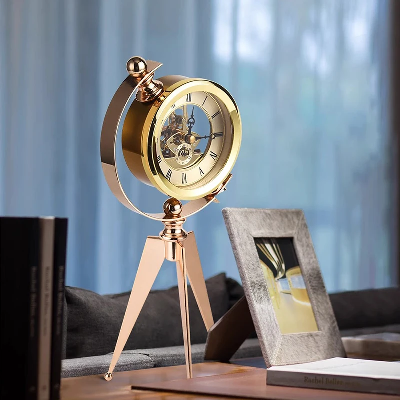 Table Watch Luxury - Gold Table Clock Luxury Metal Office