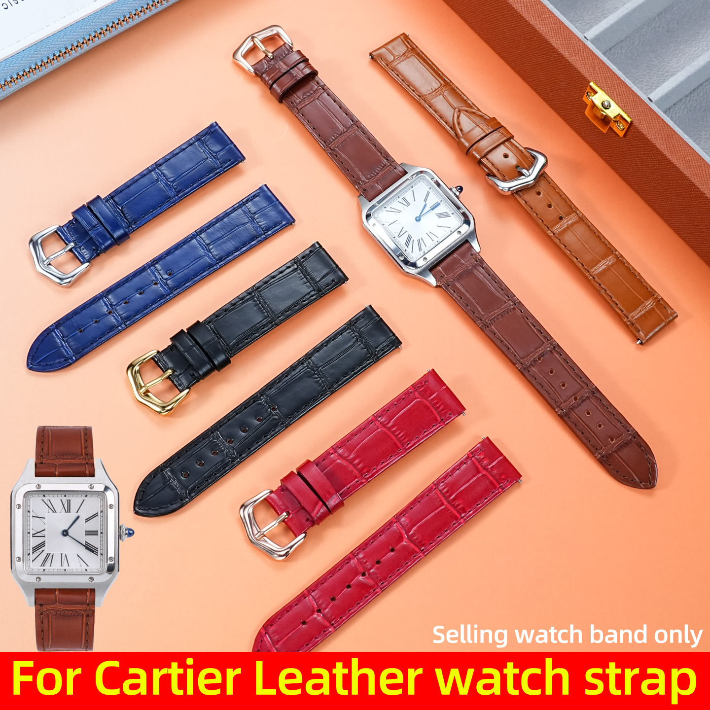 Luxury Watch Cartier - Genuine Leather Strap Replacement For Cartier