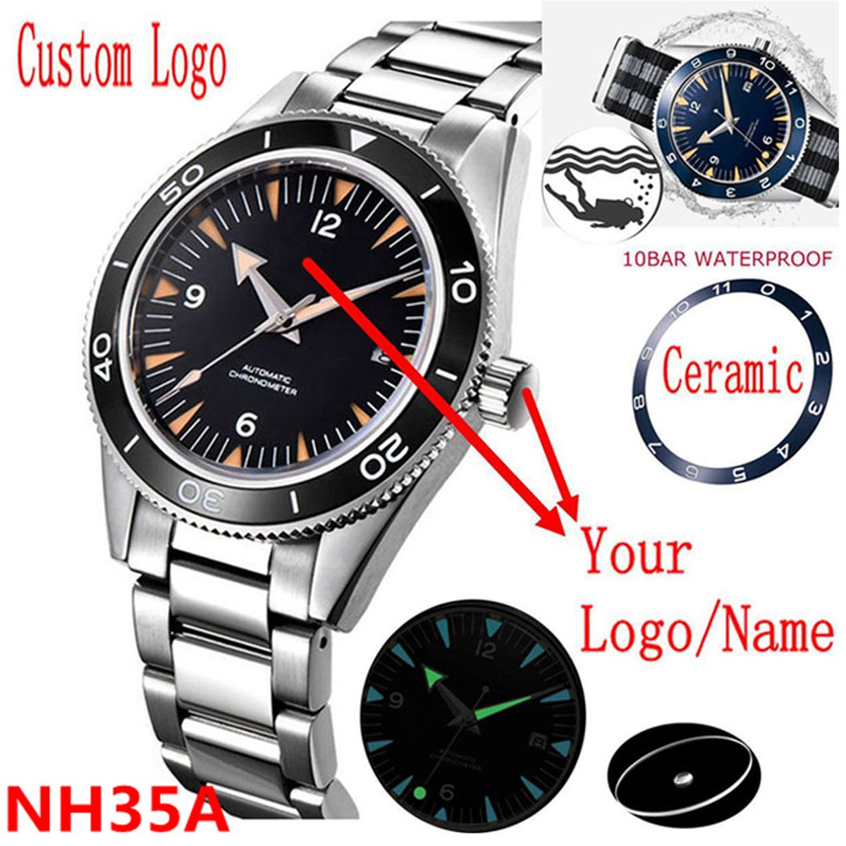 Custom Logo NH35 Movement Watc - Luxury Watch Uk ulasan dan harga