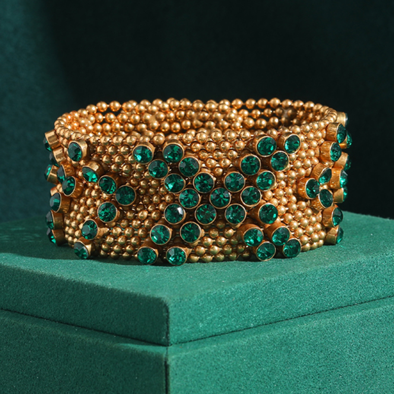 Vintage Green Rhinestone Brace - Luxury Watch In Dubai ulasan dan harga
