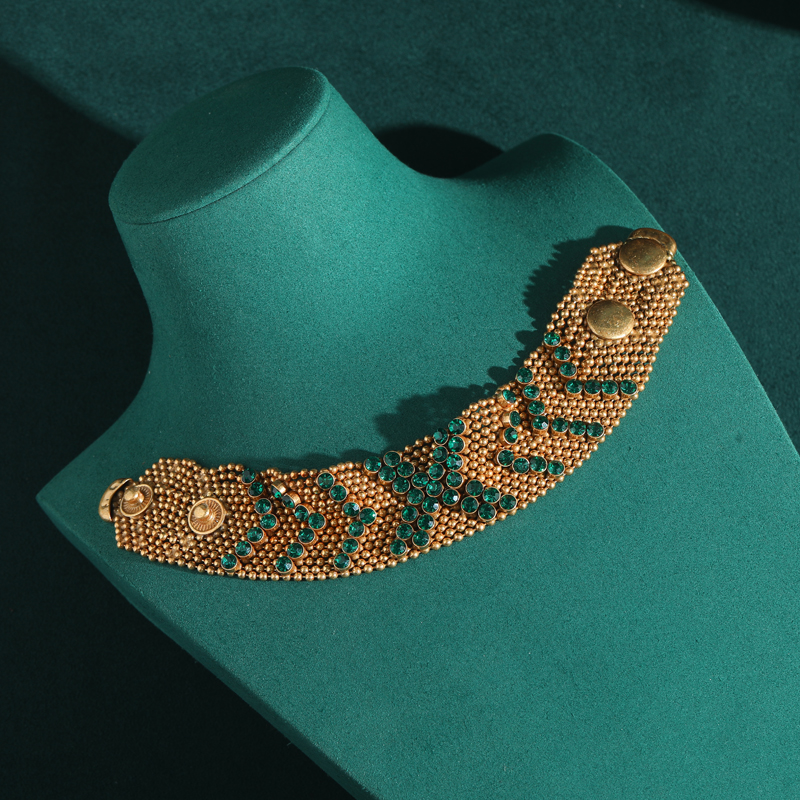 Vintage Green Rhinestone Brace - Luxury Watch In Dubai ulasan dan harga