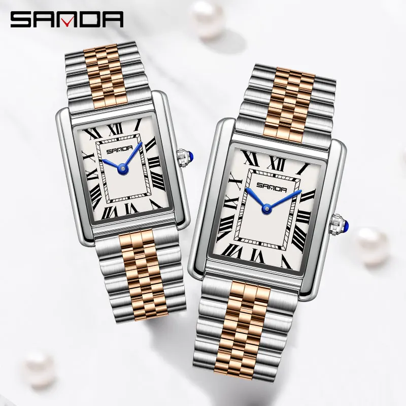 SANDA Couple Tank Quartz Watch - Luxury Watch Cartier ulasan dan harga