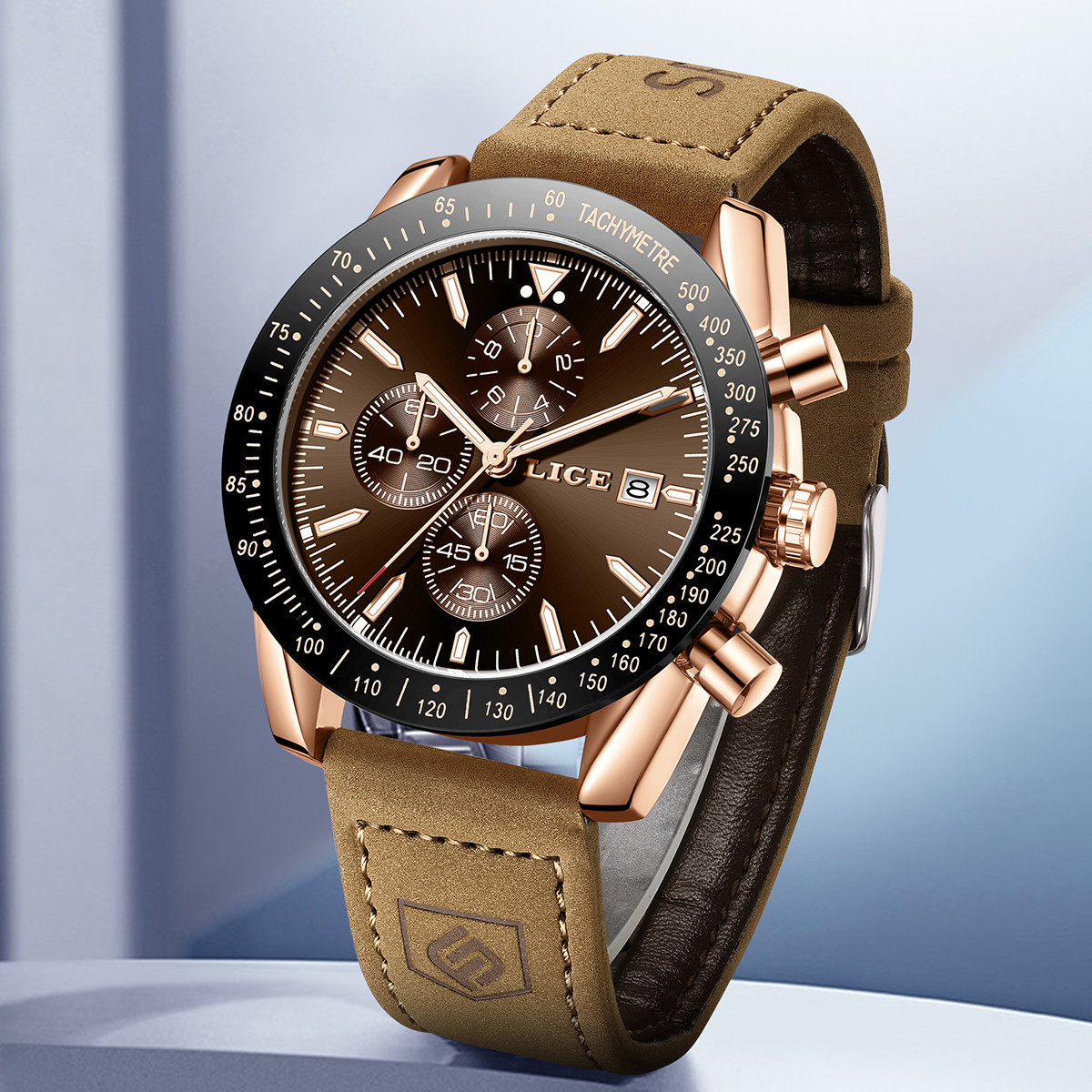 LIGE Leather Watches Men Fashi - Luxury Watch Business ulasan dan harga