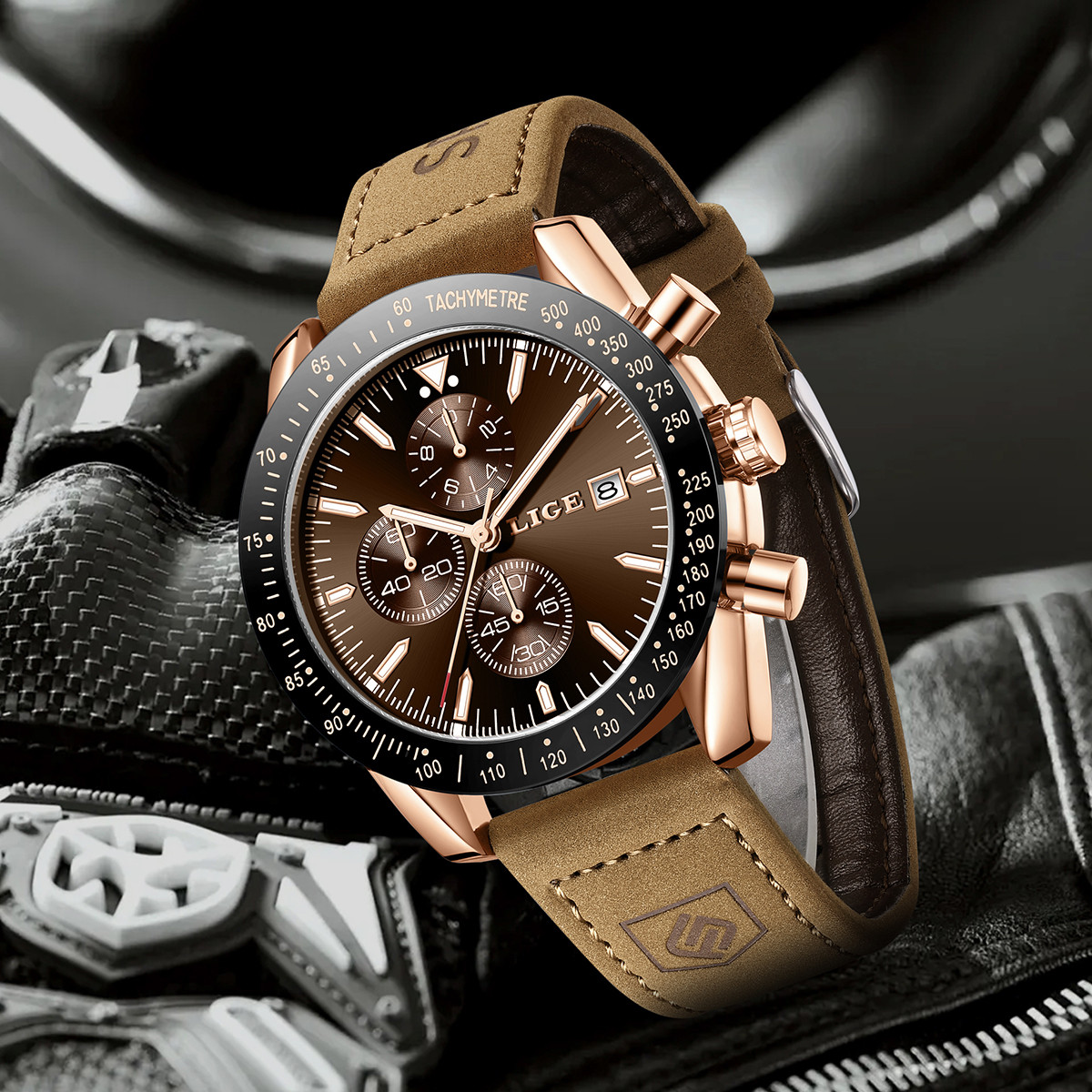 LIGE Leather Watches Men Fashi - Luxury Watch Business ulasan dan harga