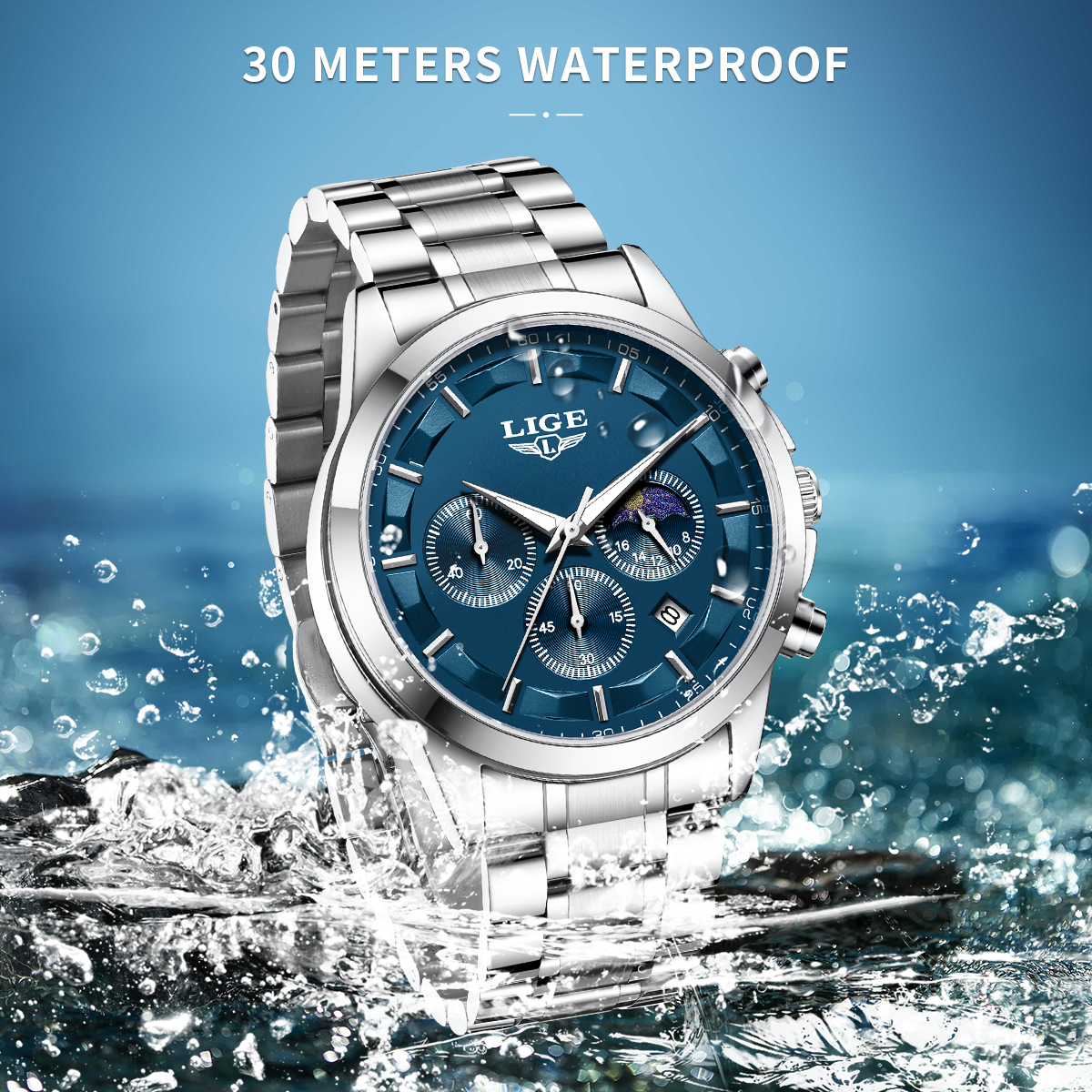 LIGE Luxury Fashion Quartz Man - Luxury Watch Business ulasan dan harga